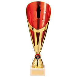 Rising Stars Deluxe Plastic Lazer Cup Gold & Red 315mm